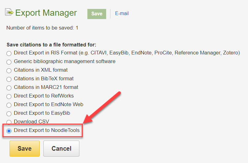 EBSCO Direct Export to NoodleTools