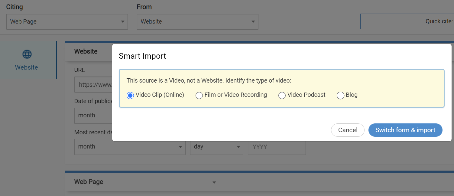 Smart Import: Switch Form