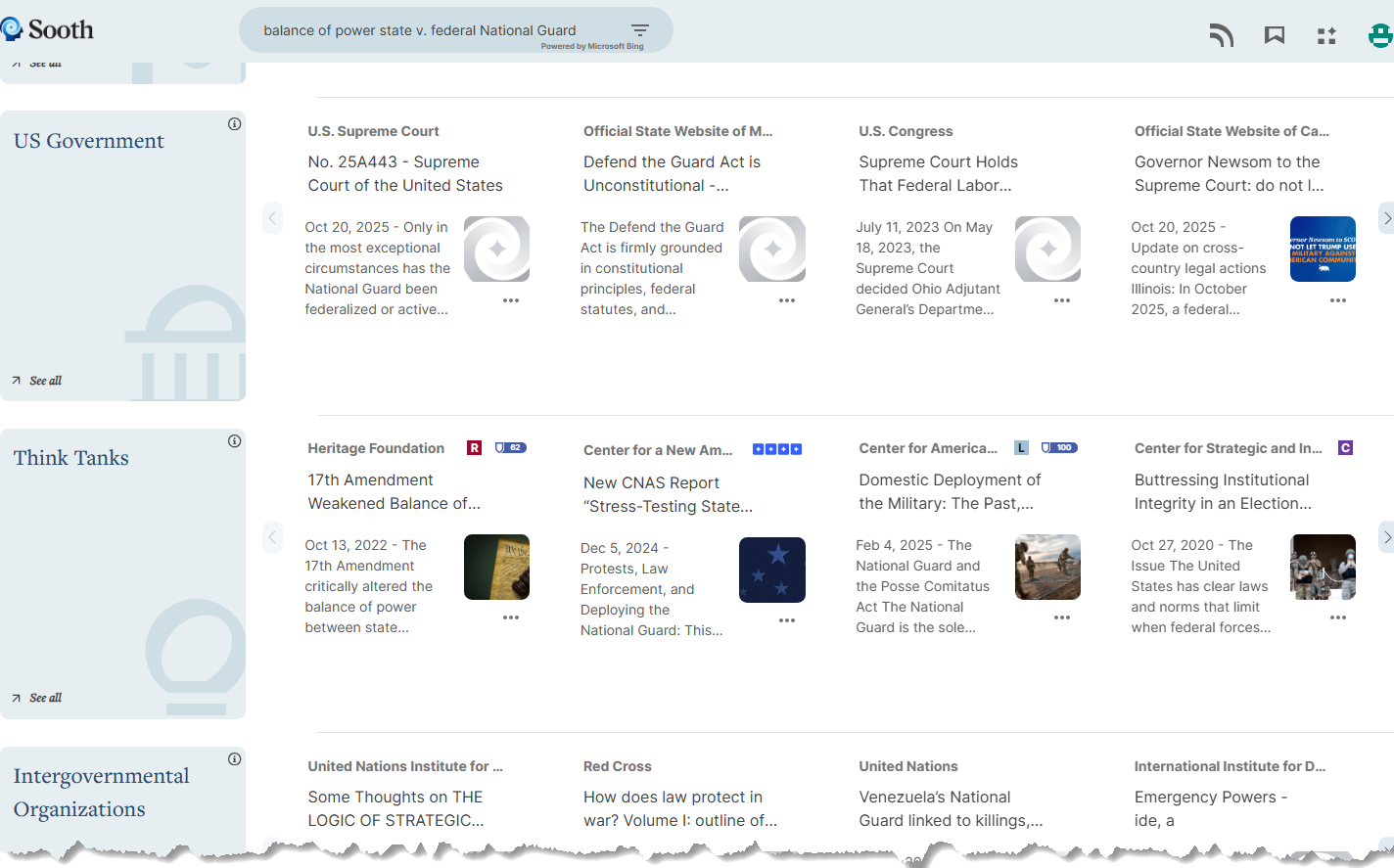 Sooth results grouped by type of publisher